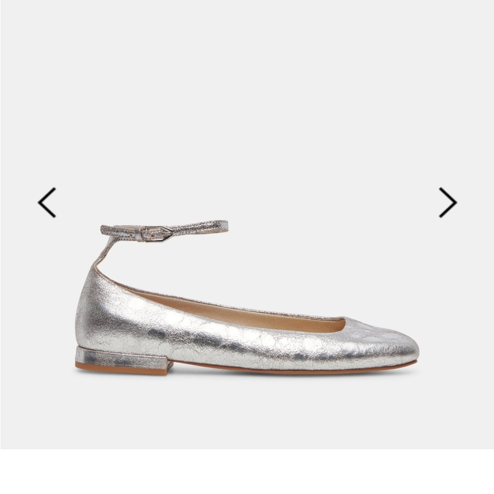 Ashya Ballet Flats Silver Distressed Leather